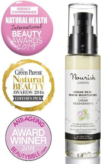 Nourish London Argan Skin Renew Moisturiser 24h Cream Face 50ml