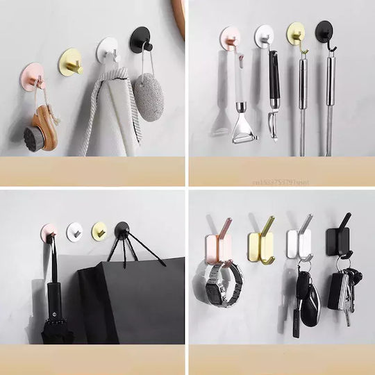 Wall Metallic Hanger Kitchen Hook with Sticker Black 4pcs 000.230.12097