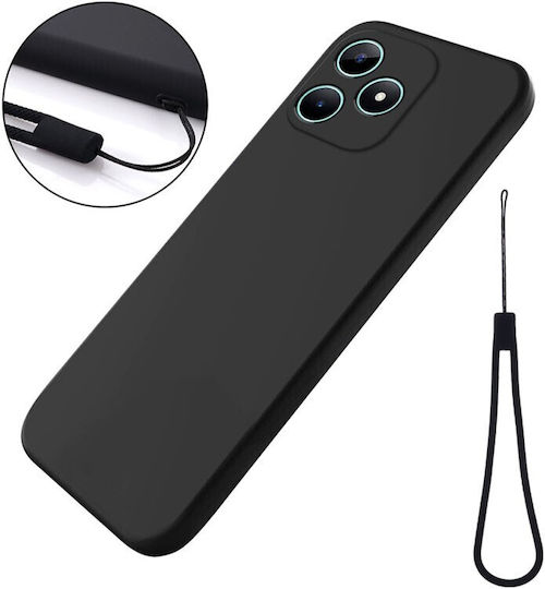 Solid Color Umschlag Rückseite Silikon Schwarz (Realme C51)
