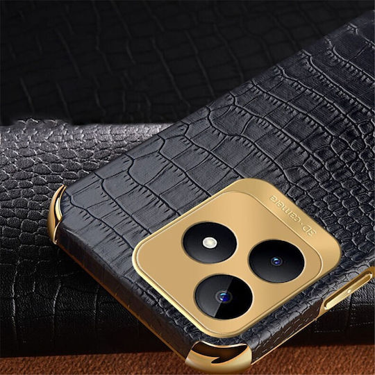 Crocodile Umschlag Rückseite Silikon Schwarz (Realme C51)