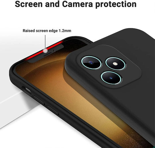 Solid Color Umschlag Rückseite Silikon Schwarz (Realme C51)