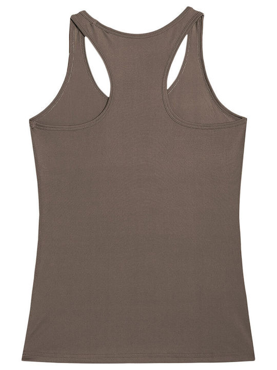 4F Damen Sportliches Bluse Ärmellos Braun