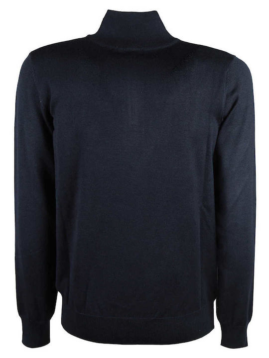 U.S.Grand Polo Club Men's Long Sleeve Sweater with Zipper Navy Blue