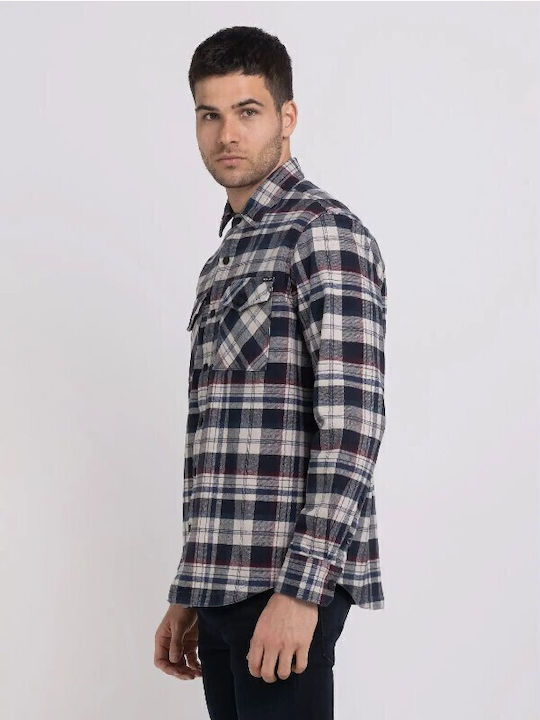 Long Sleeve Cotton Overshirt in Regular Fit Multicolour