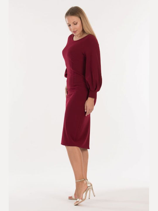 BelleFille All Day Midi Dress Burgundy