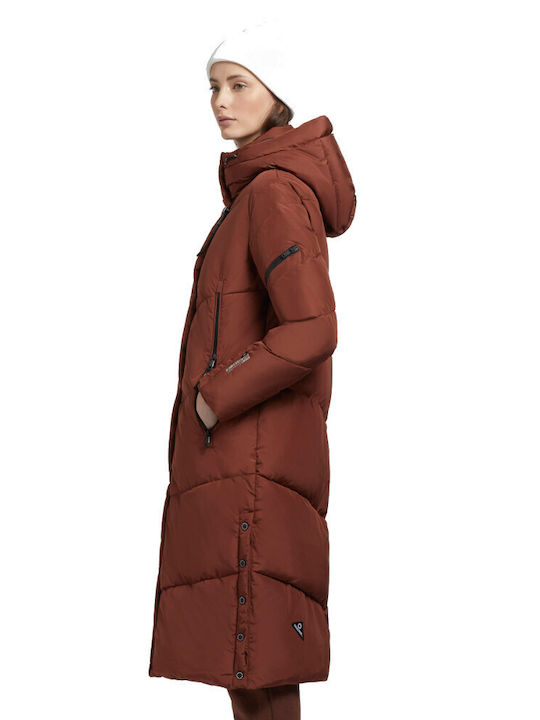 Khujo Lang Damen Puffer Jacke für Winter Rot