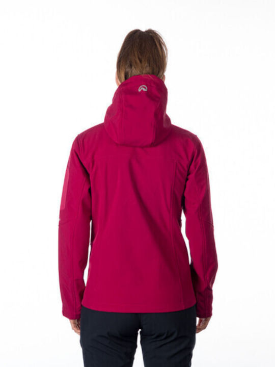 Northfinder Women's Short Sports Softshell Jacket Waterproof and Windproof for Winter Burgundy