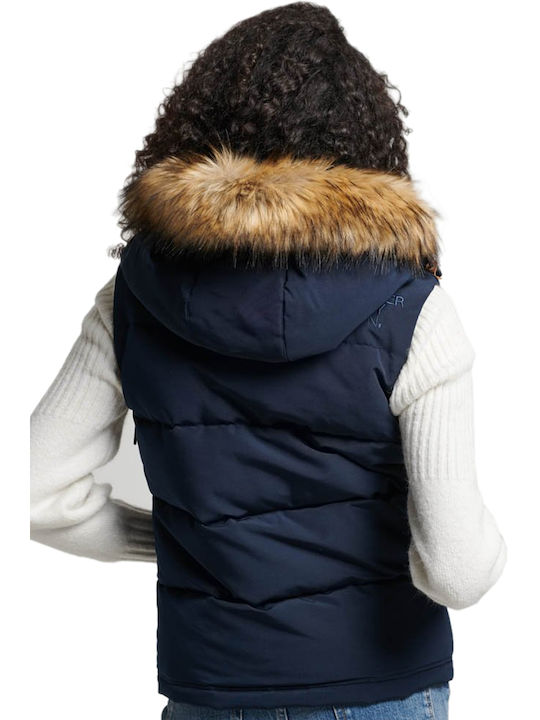 Superdry 'everest' Women's Short Puffer Jacket for Winter Navy Blue