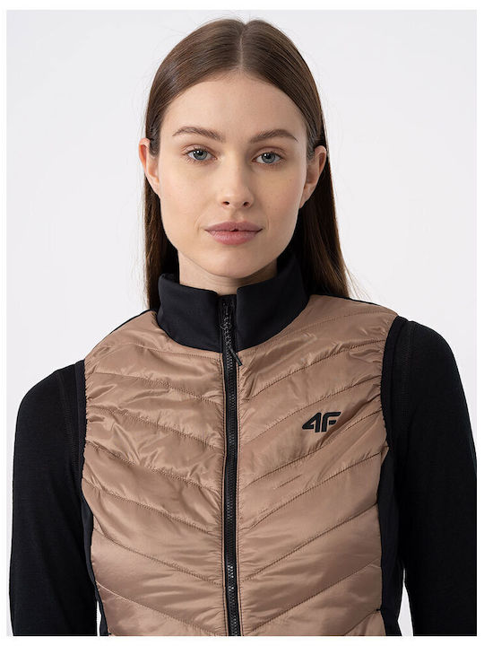 Trekking Women's for Hiking Short Puffer Jacket for Winter Brown