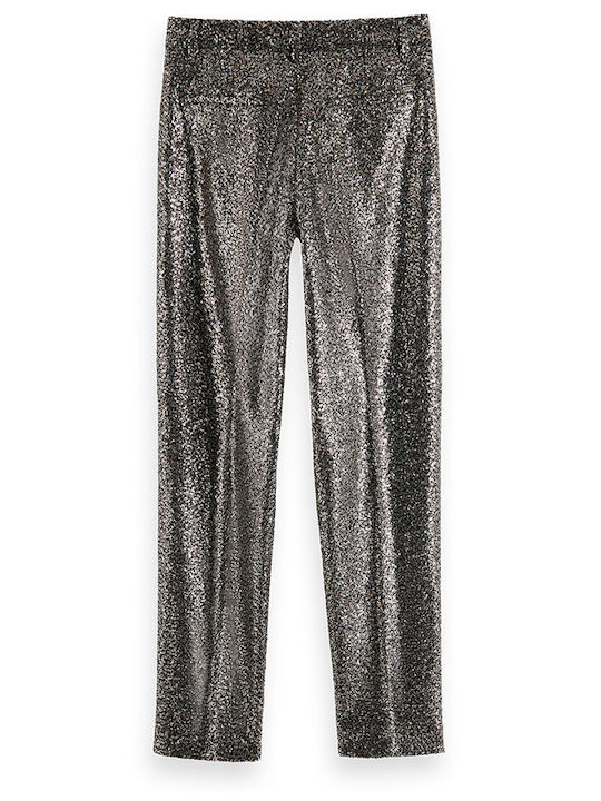 Lowry Damen Stoff Hose in Schlanker Passform Silver mit Pailletten