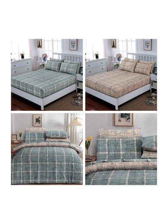 Casa Colori Sheet Sets Double with Elastic 140x200+30cm. Javeria Olive Ladi 4pcs