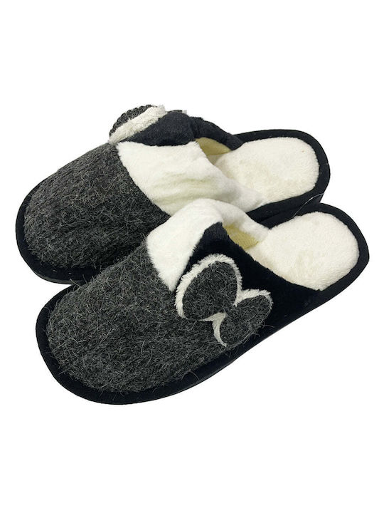 Ustyle Women's Slippers with Fur Black