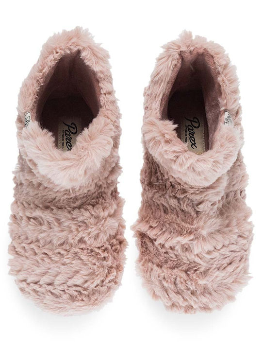Parex Closed-Toe Women's Slippers with Fur Pink