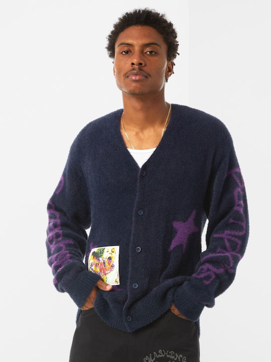 HUF Men's Cardigan Navy Blue