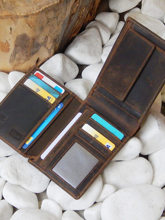 Leather Men's Wallet Classic with RFID Brown