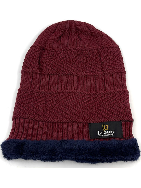 Knitted Beanie Cap Burgundy