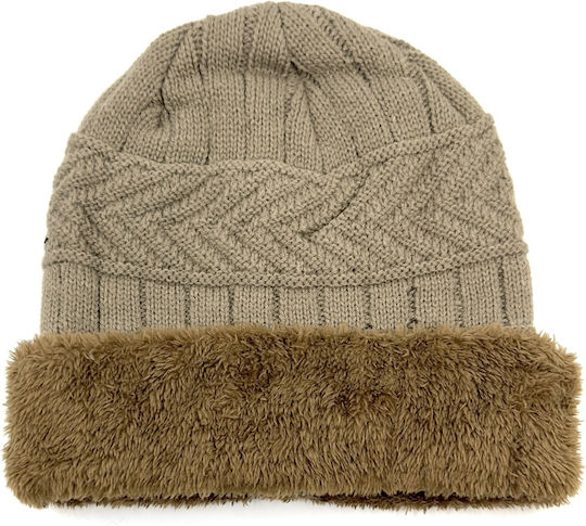 Knitted Beanie Cap Beige