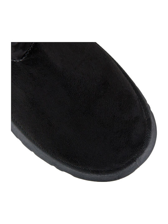Suede Women's Ankle Boots with Fur Black