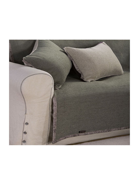 Nef-Nef Homeware New Tanger Ριχτάρι Πολυθρόνας Δύο 'Οψεων Ζακάρ 180x180εκ. Forest Green / Ecru