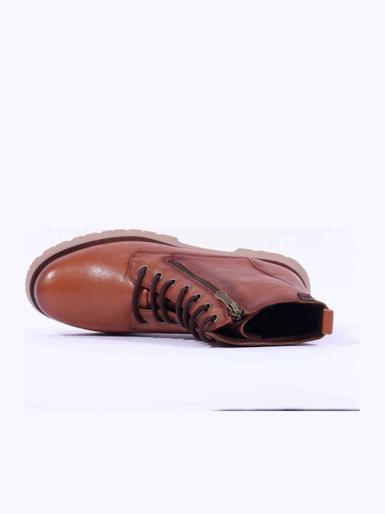 Leder Stiefeletten Damen Tabac Braun