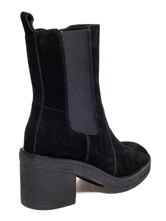 Leder Stiefeletten Damen Schwarz