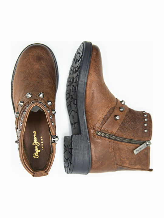 Maddox Ring Ghete dama de piele cu blană maro