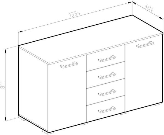 Comoda pentru Dormitor Milada cu 4 sertare Alb/Dakar 134x40x81buc
