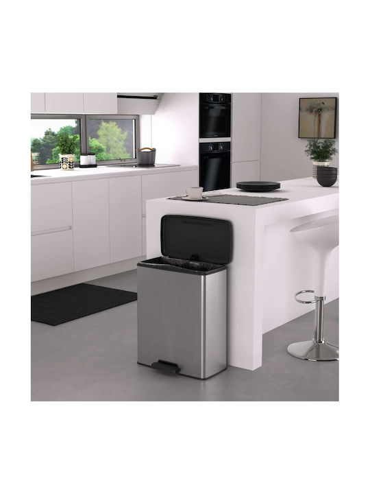 Curver Deco Waste Bin Waste Metallic with Pedal Silver 65lt 1pcs