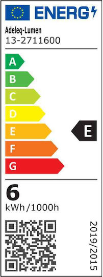 Adeleq LED Bulb 6W for Socket E27 and Shape G45 Warm White 660lm