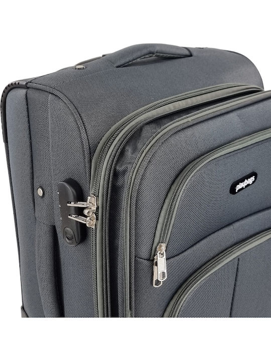 Playbags Cabin Fabric Gray Suitcase With 4 Wheels Height 55cm