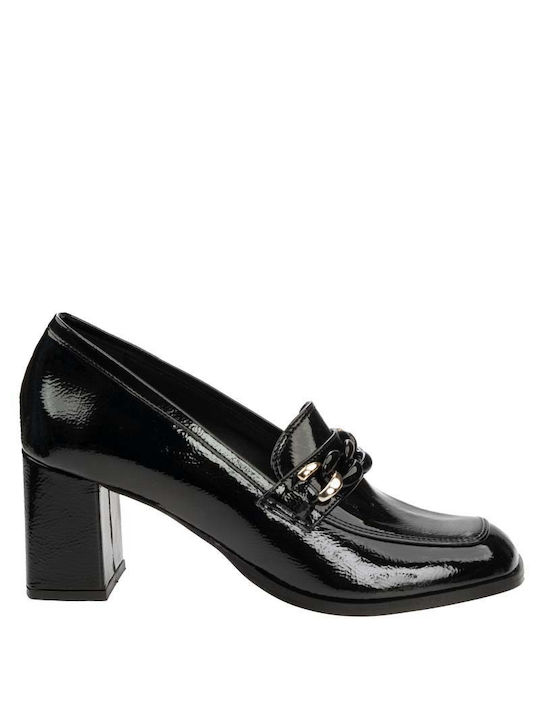 Stefania Patent Leather Black Medium Heels