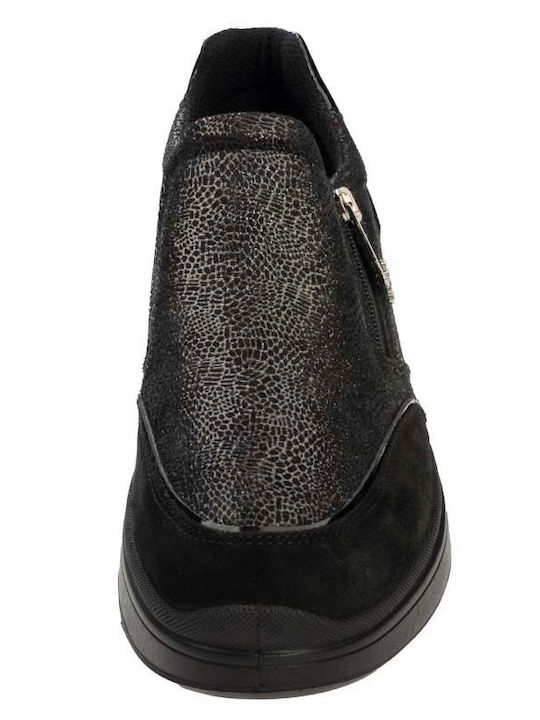 Igi&Co Leder Damen Slip-Ons Schwarz