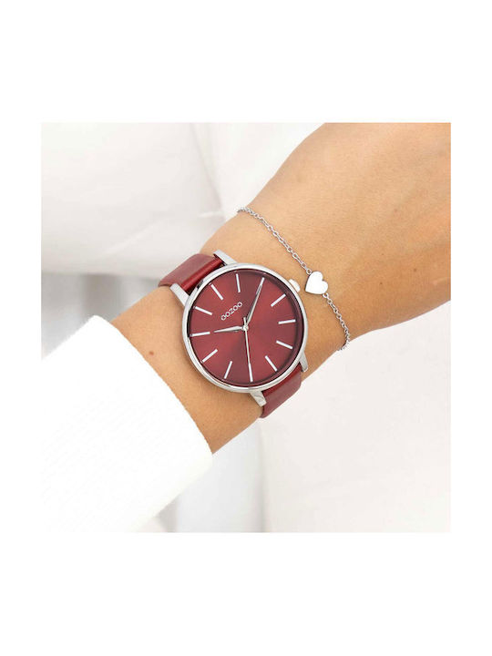 Oozoo Watch with Red Leather Strap