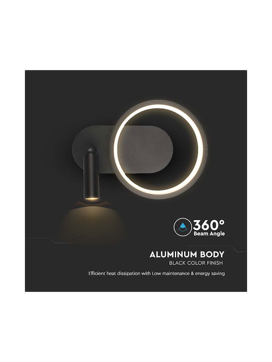 V-TAC Lamp Wall with Integrated LED and Natural White Light Black 250x18x10cm