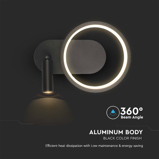 V-TAC Leuchte Wand mit Integrierter LED und Neutralweißes Licht Schwarz 250x18x10cm
