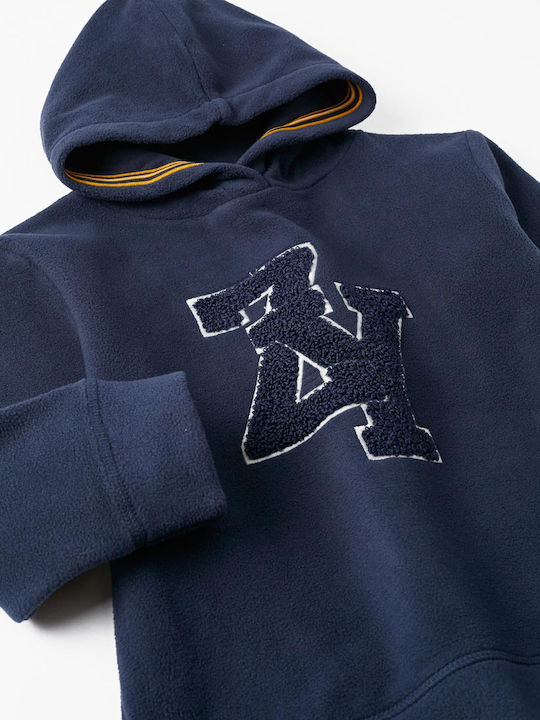 Fleece Kids Sweatshirt with Hood and Pockets Navy Blue