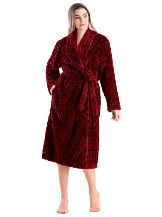 Relax Lingerie Winter Women's Fleece Robe Burgundy