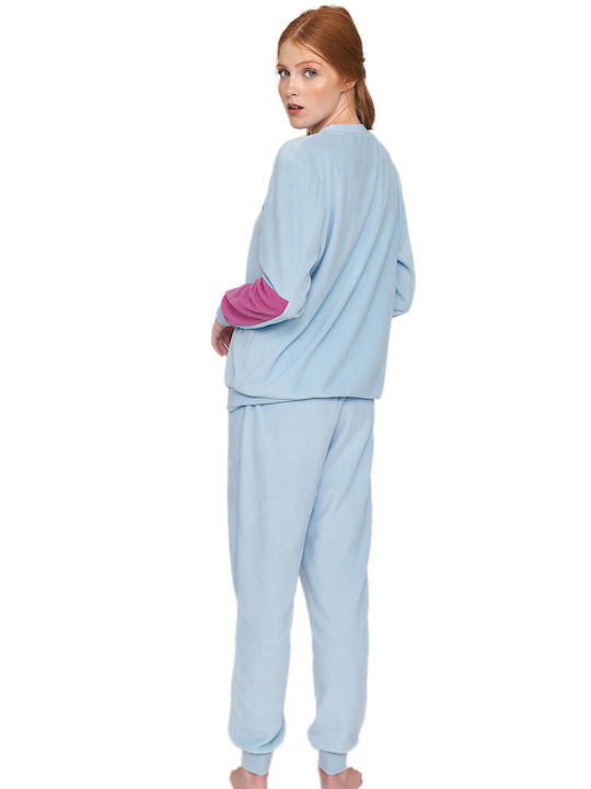 Muydemi Winter Damen Pyjama-Set Hellblau Muydemi Winter Damen Pyjama-Set Hellblau