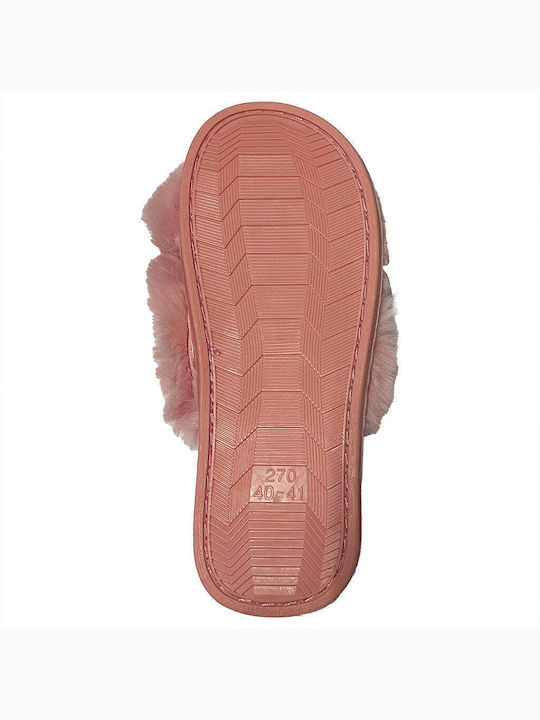 Winter Damen Hausschuhe mit Fell Rosa
