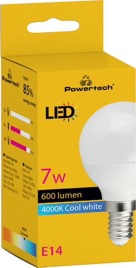 Powertech LED-Lampe 7W für Fassung E14 und Form P45 Naturweiß 600lm