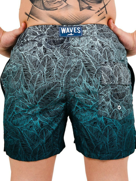 Leaves Men's Swimwear Shorts Light Blue Floral