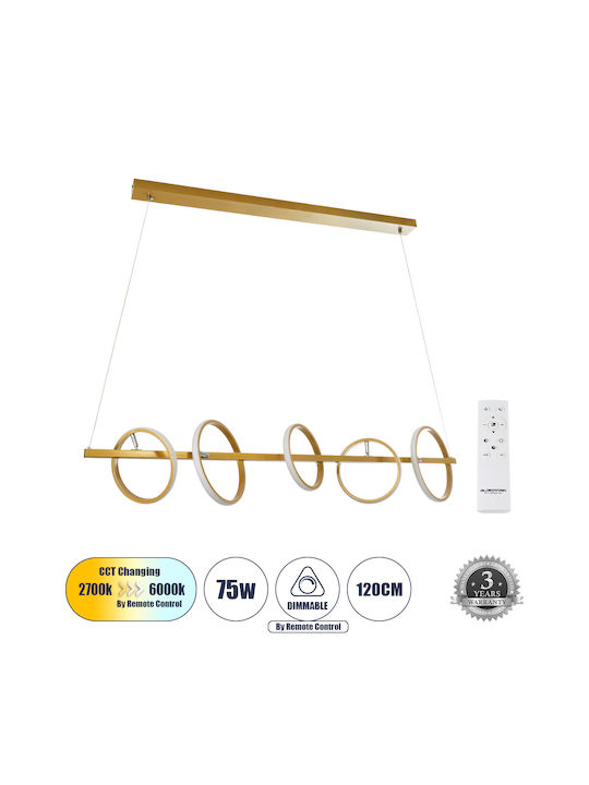 GloboStar Circolare Hängelampe Gold 120x25x25cm.