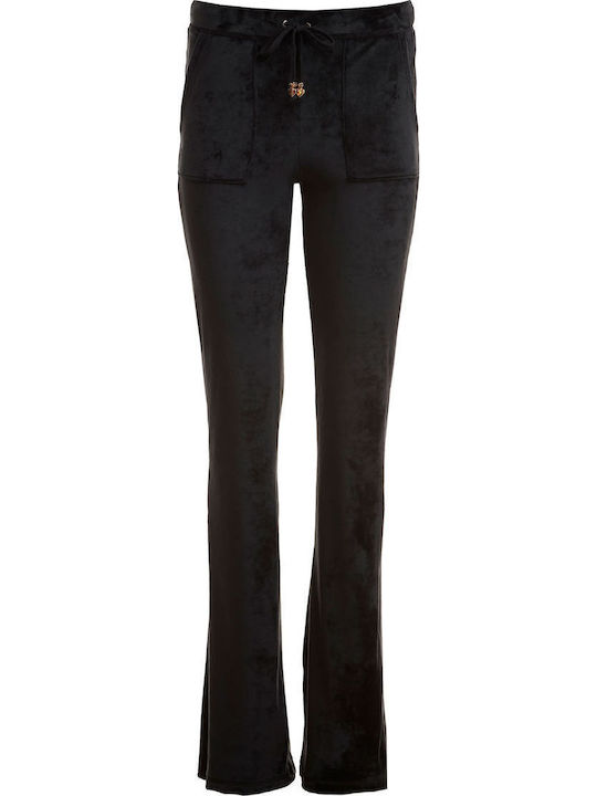 Sweatpants Flared Velvet Black