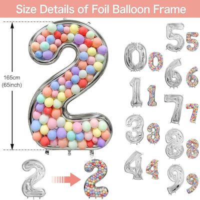 Μπαλόνια Αριθμοί 2 Ασημί 165εκ. 101τμχ
