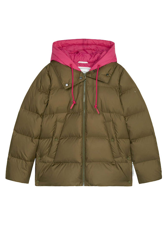 Marc O'Polo Women's Short Puffer Jacket for Winter Khaki