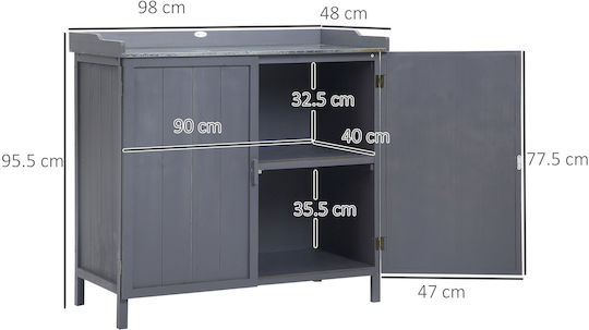 Double Door Wardrobe Wooden with 2 Shelves 98x48x95.5cm