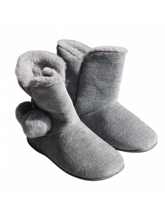 Papuci Pentru Femei Botine Cu Blană Gri