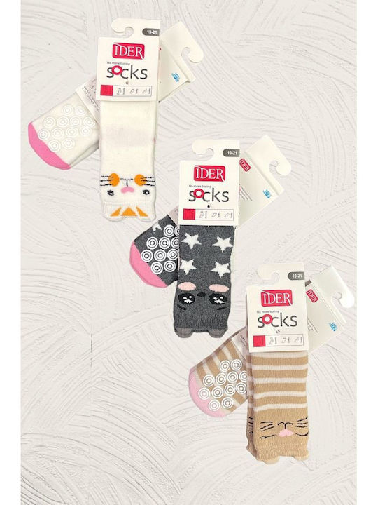 IDER Girls Knee-High Non-Slip Socks Gray