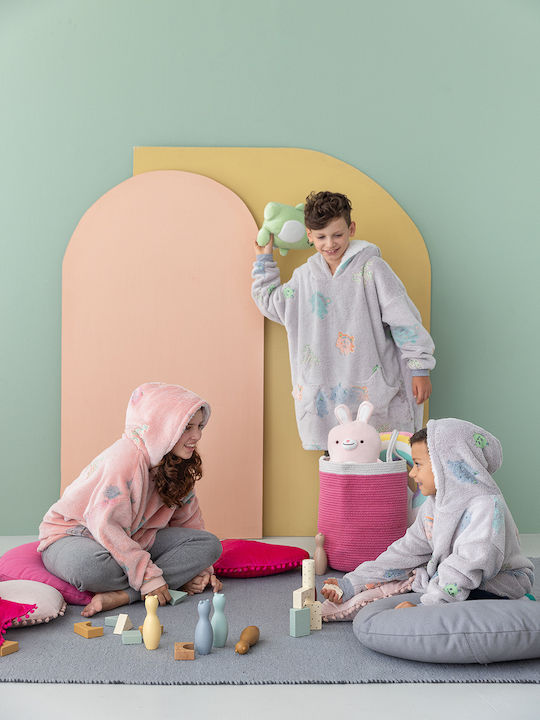 Palamaiki Kinder Bademantel Winterlich Fleece Gray Sweetsilly Boy Flannelsherpa