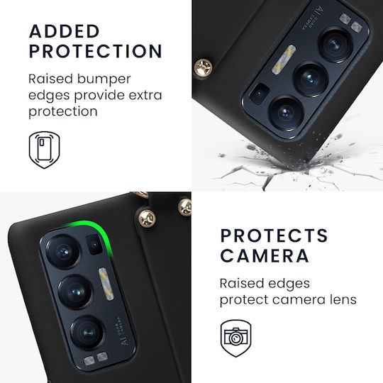 KWmobile Back Cover Σιλικόνης 1.3mm με Λουράκι Μαύρο (OPPO Find X3 Neo)